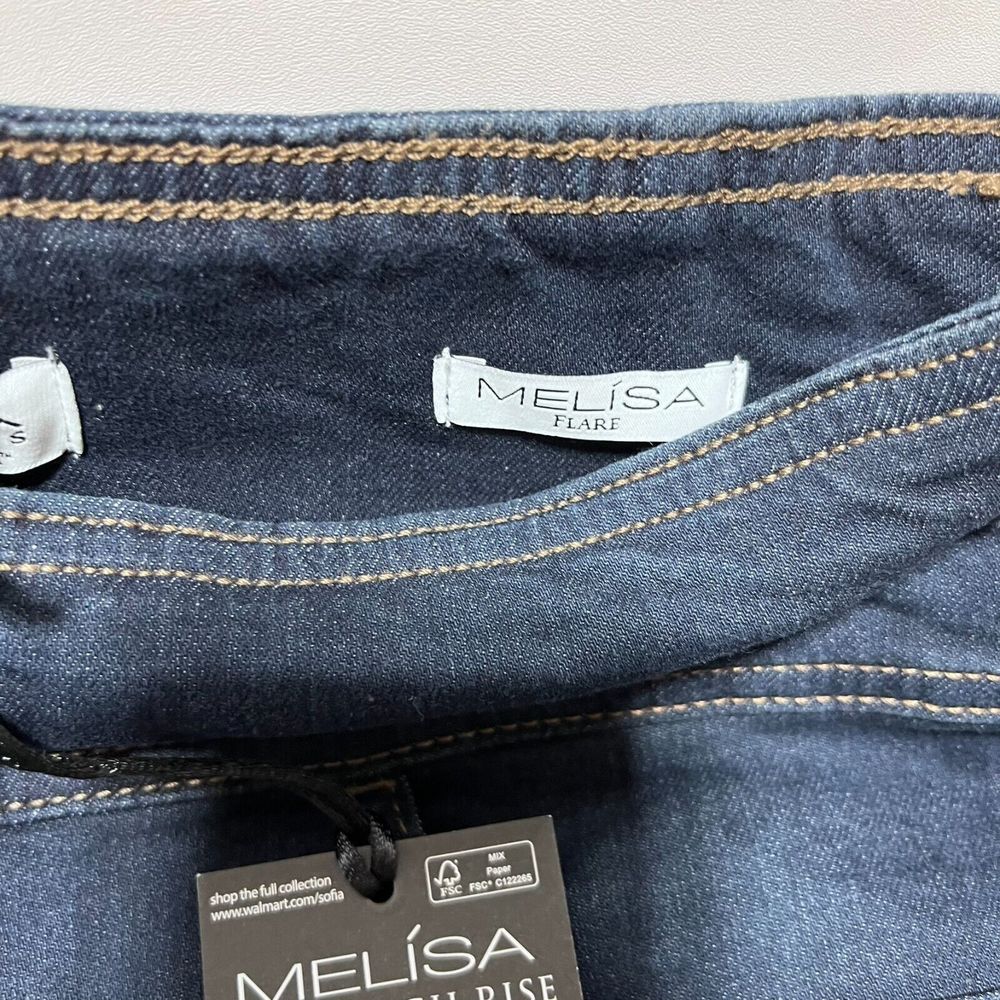 Sofia Jeans by Sofia Vergara Melisa Super High Rise Sz 4 Flare Pull On Dark Wash - Picture 15 of 16
